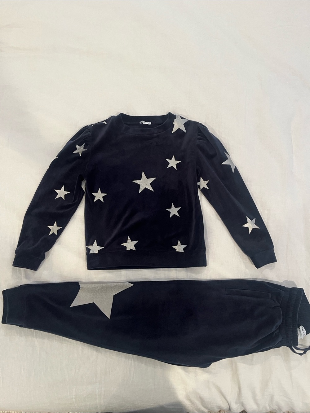 Splendid Kids Navy Star Print Velvet Lounge Set, Size 7